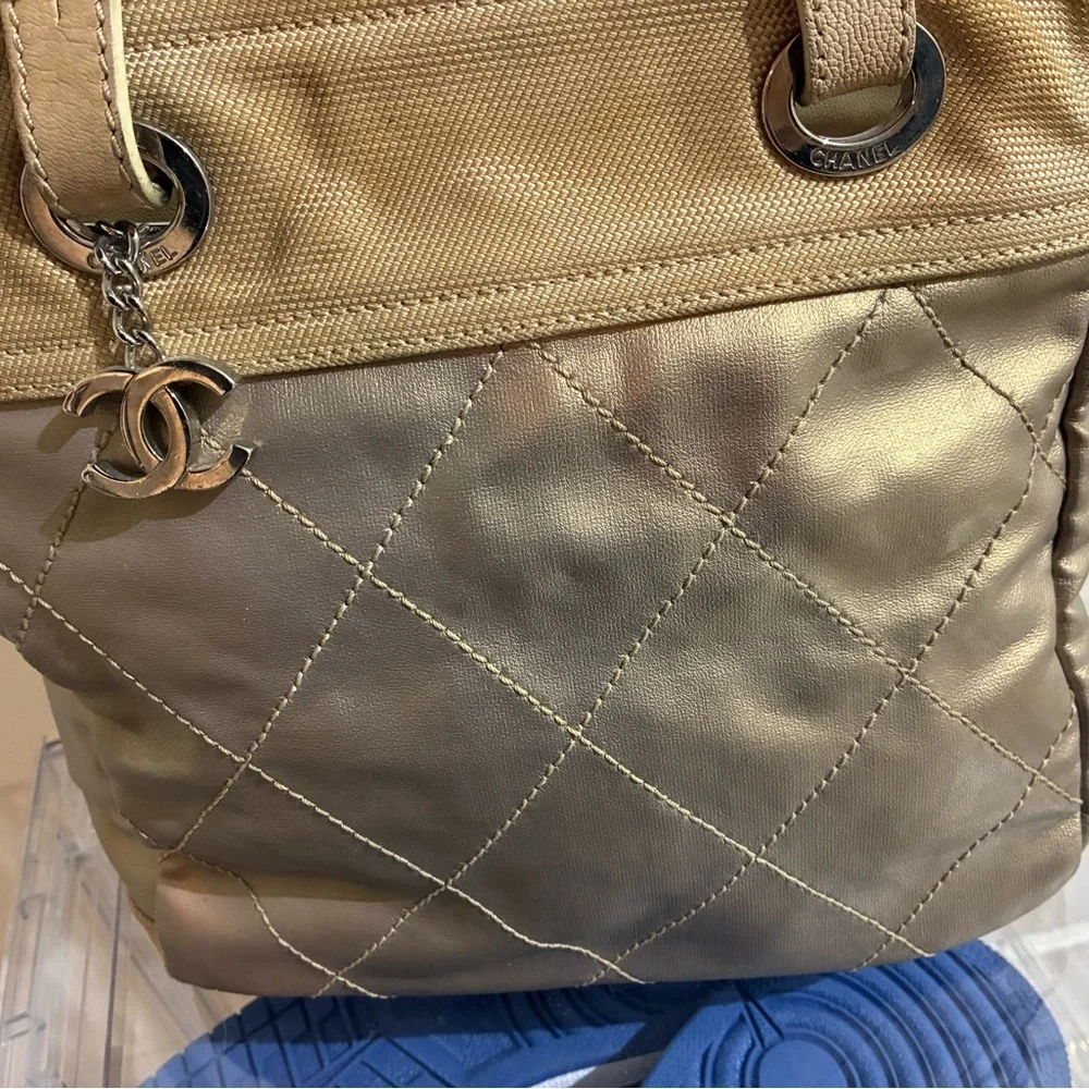 Chanel Metallic Gold and Tan Tote